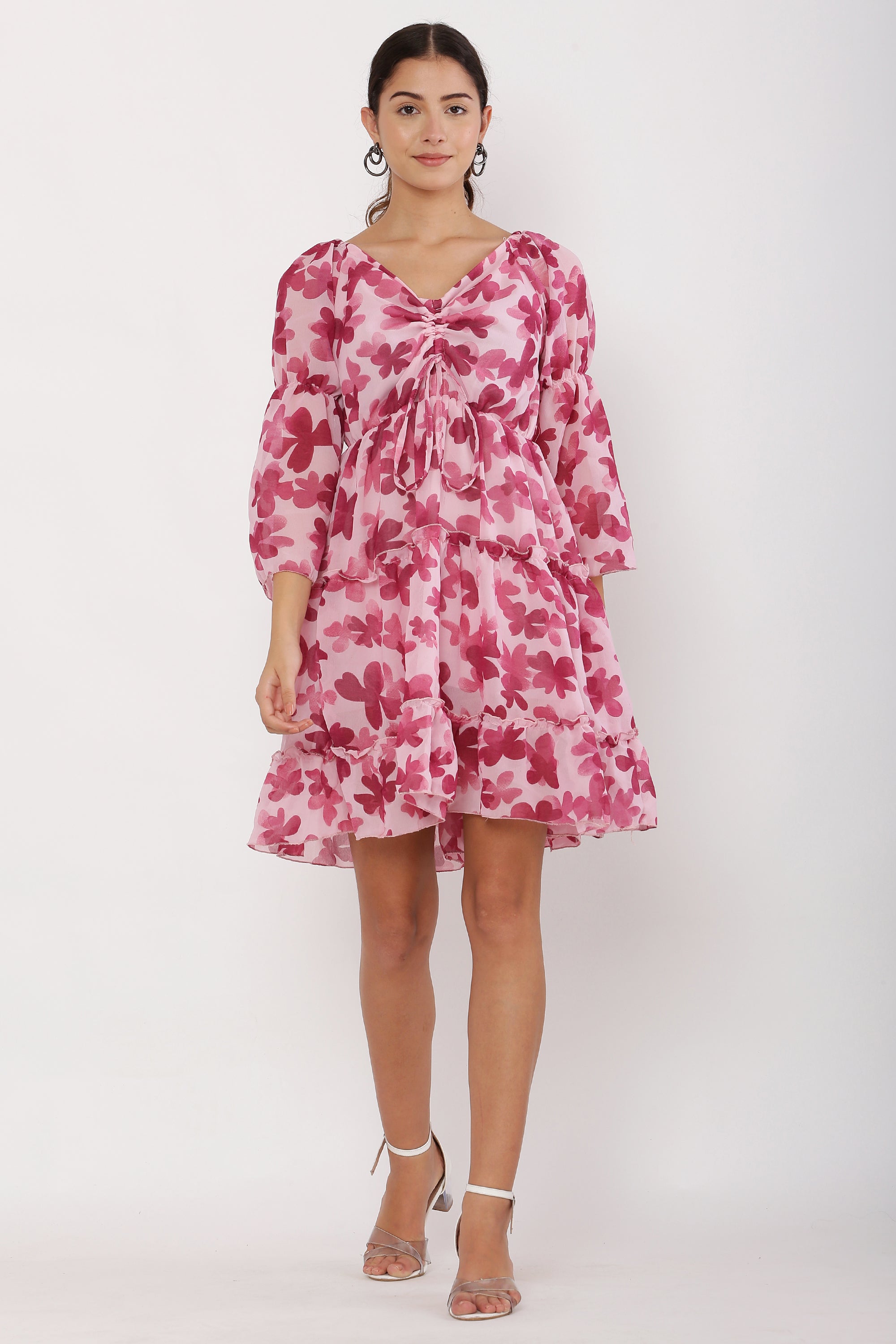 PAVONINE Maroon Color Flower Notch Midi For Girls - Distacart