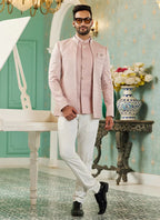 Raivat Ethnic Art Silk Embroidery and Thread Work Jodhpuri in Onion Pink Colour