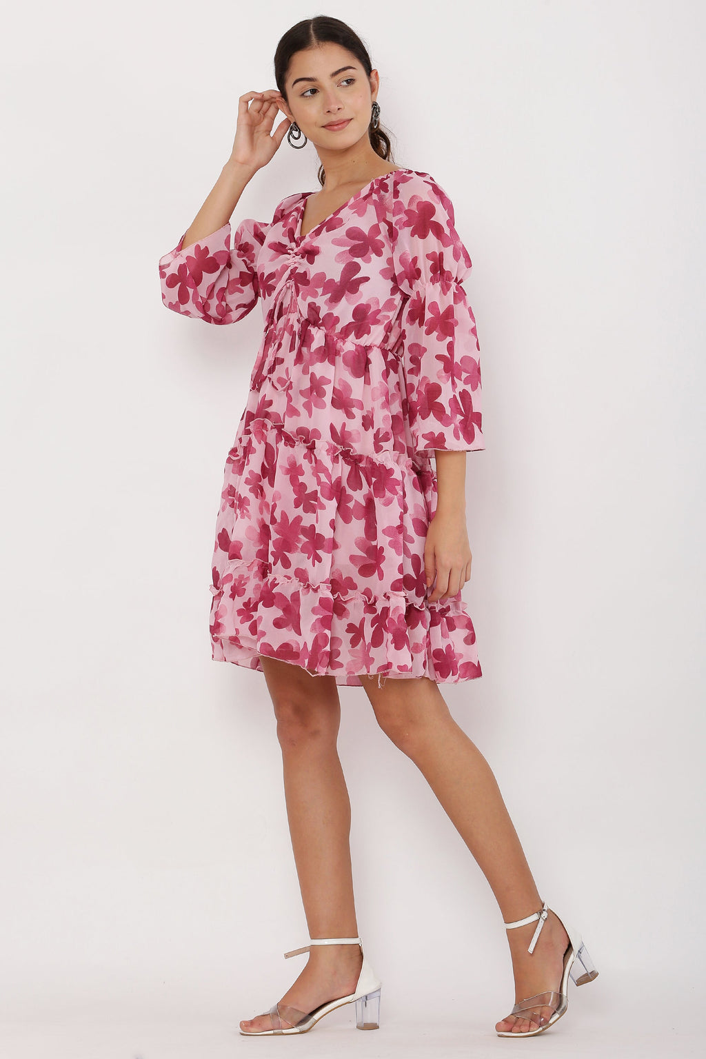 PAVONINE Maroon Color Flower Notch Midi For Girls - Distacart