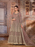 Anaita Light Brown Embroidered Net Anarkali Suit - Distacart