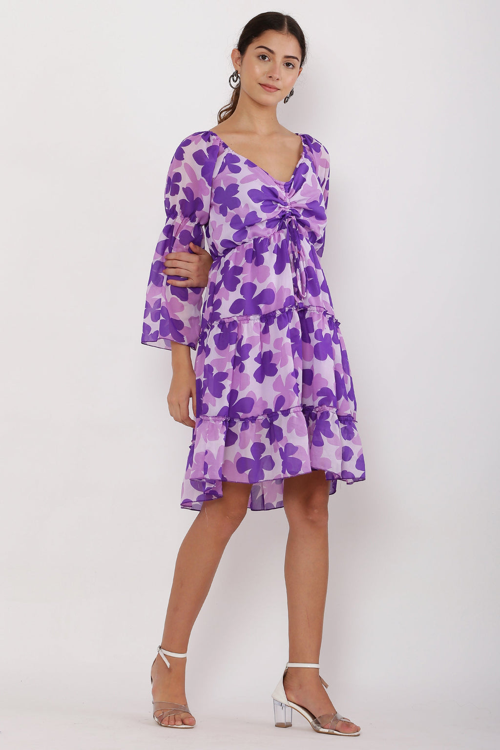 PAVONINE Purple Color Flower Notch Midi For Girls - Distacart