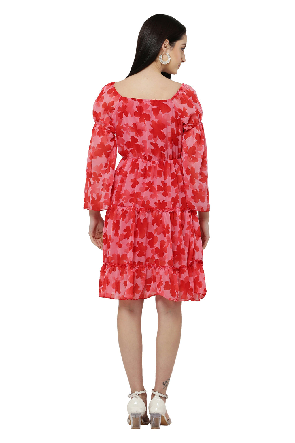 PAVONINE Red Color Flower Notch Midi For Girls - Distacart