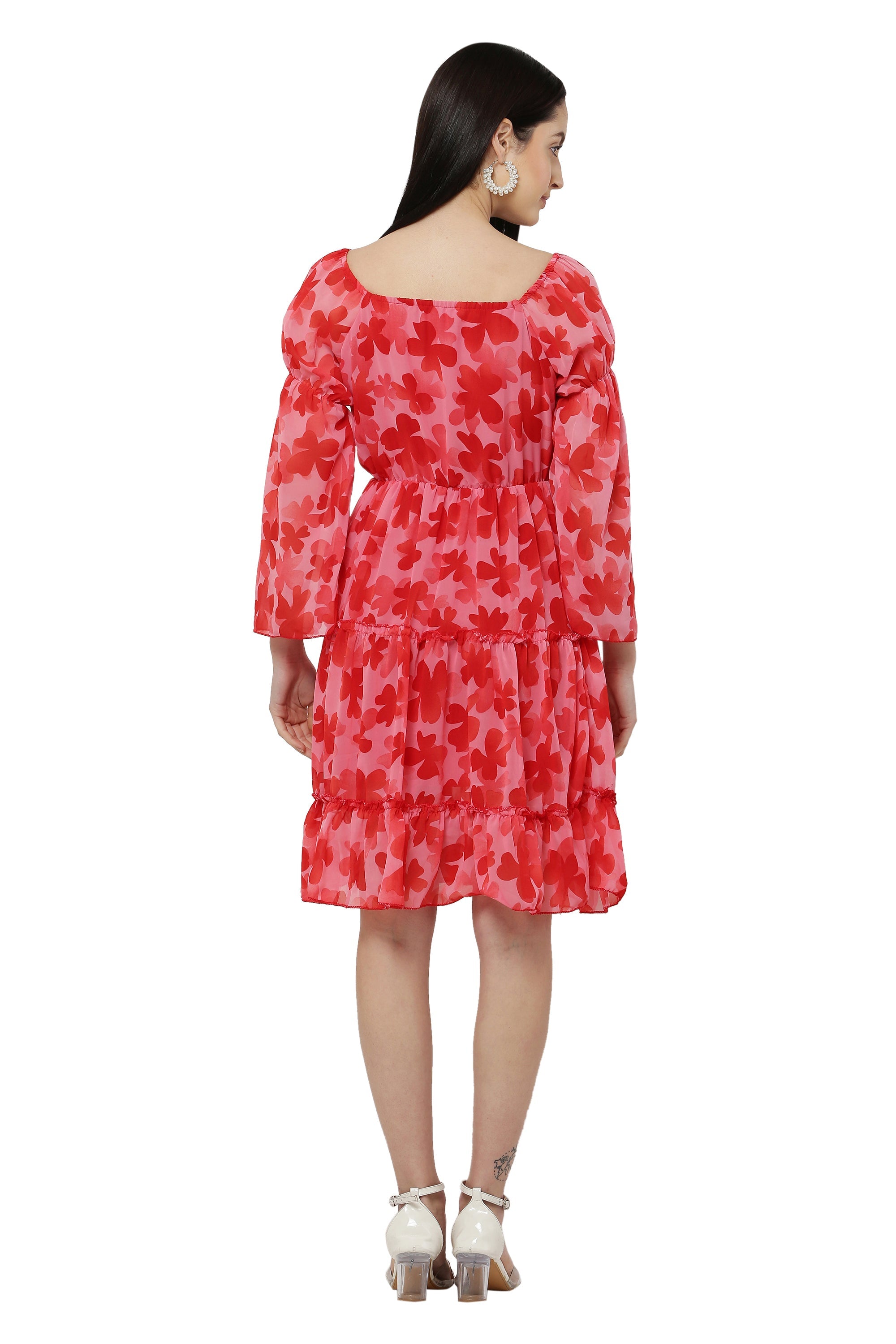 PAVONINE Red Color Flower Notch Midi For Girls - Distacart