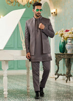 Raivat Ethnic Art Silk Embroidery and Thread Work Jodhpuri in Grey Colour