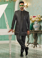 Raivat Ethnic Art Silk Embroidery and Thread Work Jodhpuri in Grey Colour