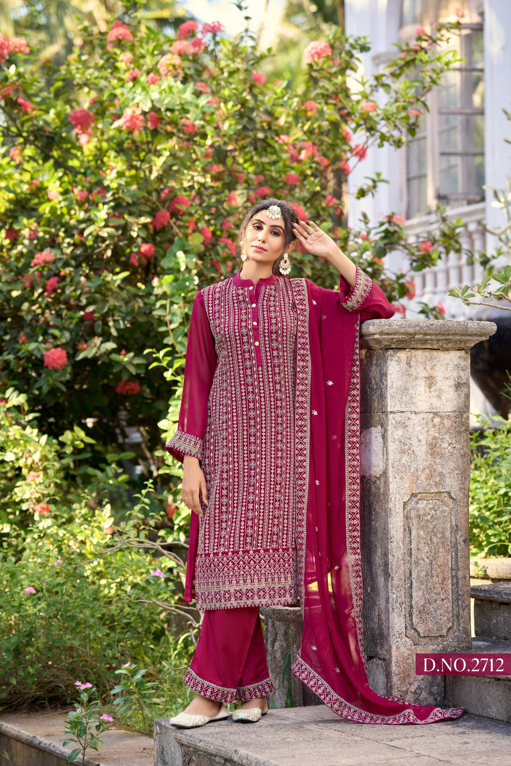 Anaita Rani Pink Embroidered Glory Silk Plazzo Suit - Distacart