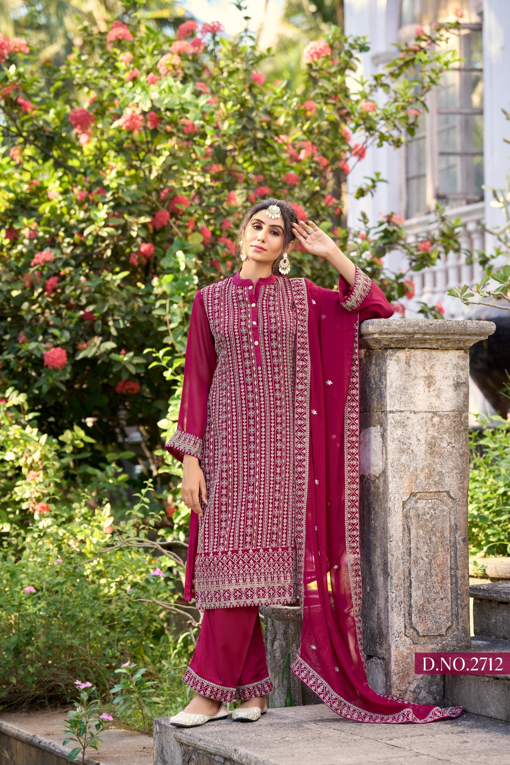 Anaita Rani Pink Embroidered Glory Silk Plazzo Suit - Distacart