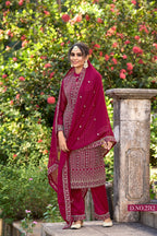 Anaita Rani Pink Embroidered Glory Silk Plazzo Suit - Distacart