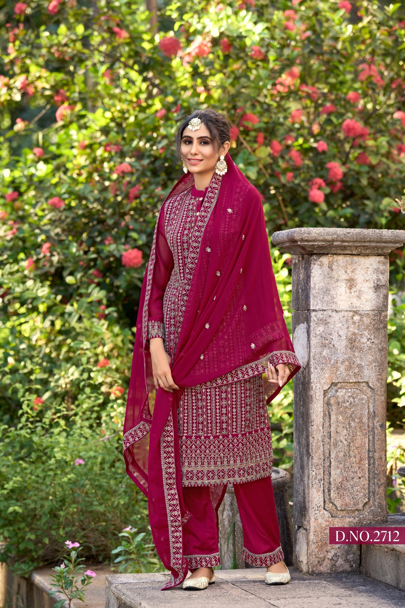 Anaita Rani Pink Embroidered Glory Silk Plazzo Suit - Distacart