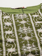 Juniper Womens Mehandigreen Georgette Embroidered Kurta With Santoon Lining,Solid Embroidered Garara And Shiffon Solid Dupatta Set - Distacart