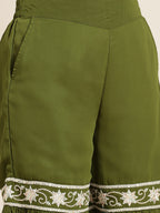 Juniper Womens Mehandigreen Georgette Embroidered Kurta With Santoon Lining,Solid Embroidered Garara And Shiffon Solid Dupatta Set - Distacart