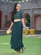 Juniper Womens Emeraldgreen Georgette Clothing Sets - Distacart