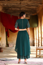 Juniper Women's Green Georgette Solid Fitted Clothing Set - Distacart