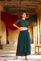 Juniper Women's Green Georgette Solid Fitted Clothing Set - Distacart