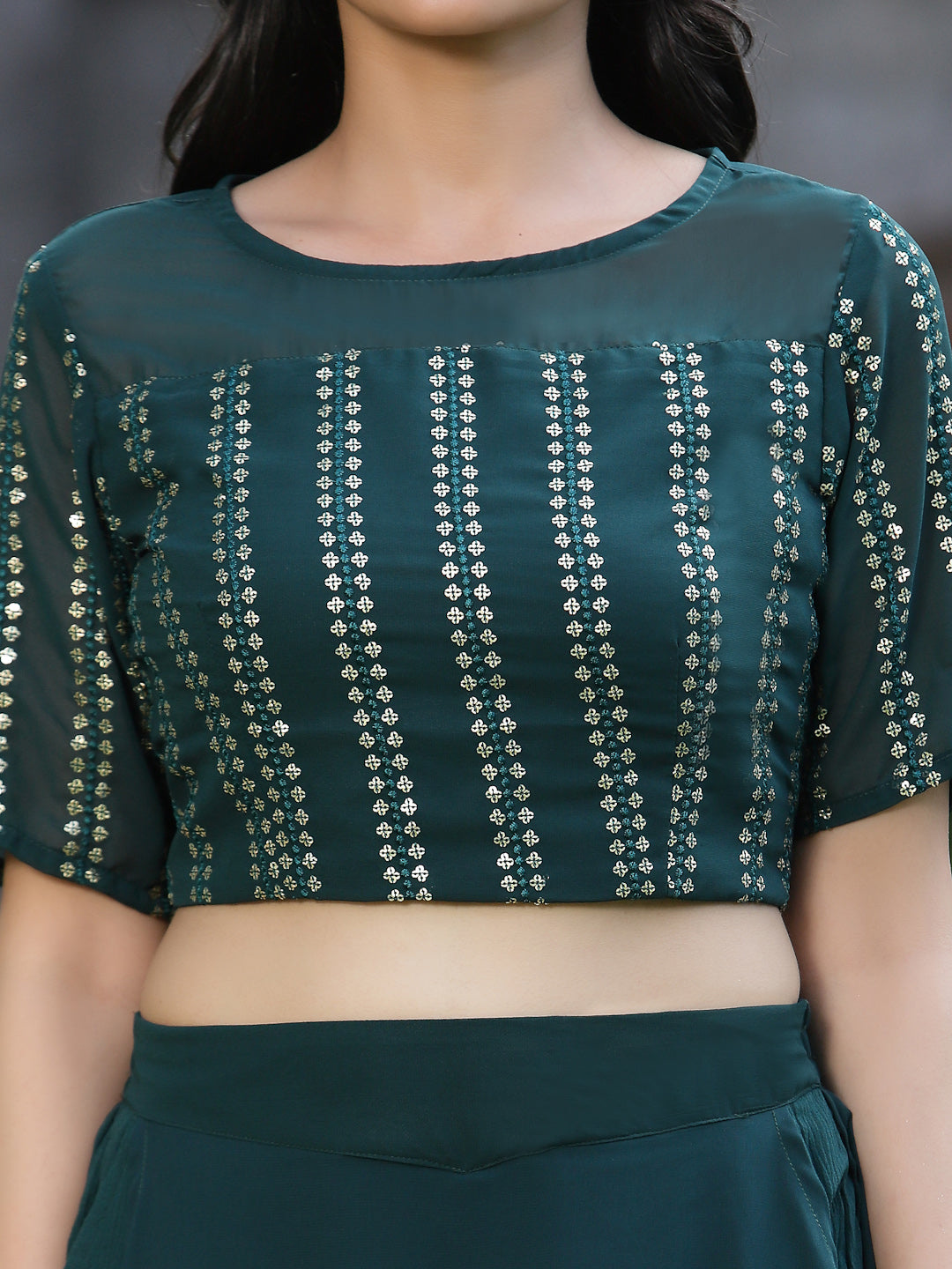 Juniper Womens Emeraldgreen Georgette Clothing Sets - Distacart