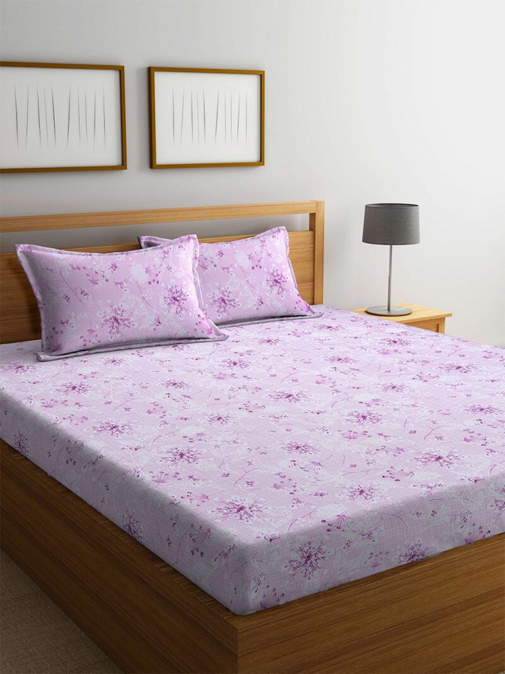 BOMBAY DYEING Pink Floral Cotton 120 TC King Bedsheet with 2 Pillow Covers