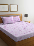 BOMBAY DYEING Pink Floral Cotton 120 TC King Bedsheet with 2 Pillow Covers