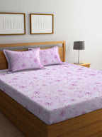 BOMBAY DYEING Pink Floral Cotton 120 TC King Bedsheet with 2 Pillow Covers