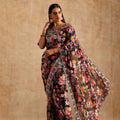 Teeya Creation Black Color Georgette Embroidery Work Saree