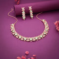 Tehzeeb Creations Rose Gold-Polished Sea Green Choker Necklace With Dangle Earrings