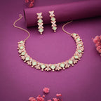 Tehzeeb Creations Rose Gold-Polished Sea Green Choker Necklace With Dangle Earrings