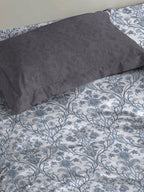 MYTRIDENT Dusk and Dawn White Ethnic Motifs Pure Cotton 144TC Single Bedsheet Pillow Cover