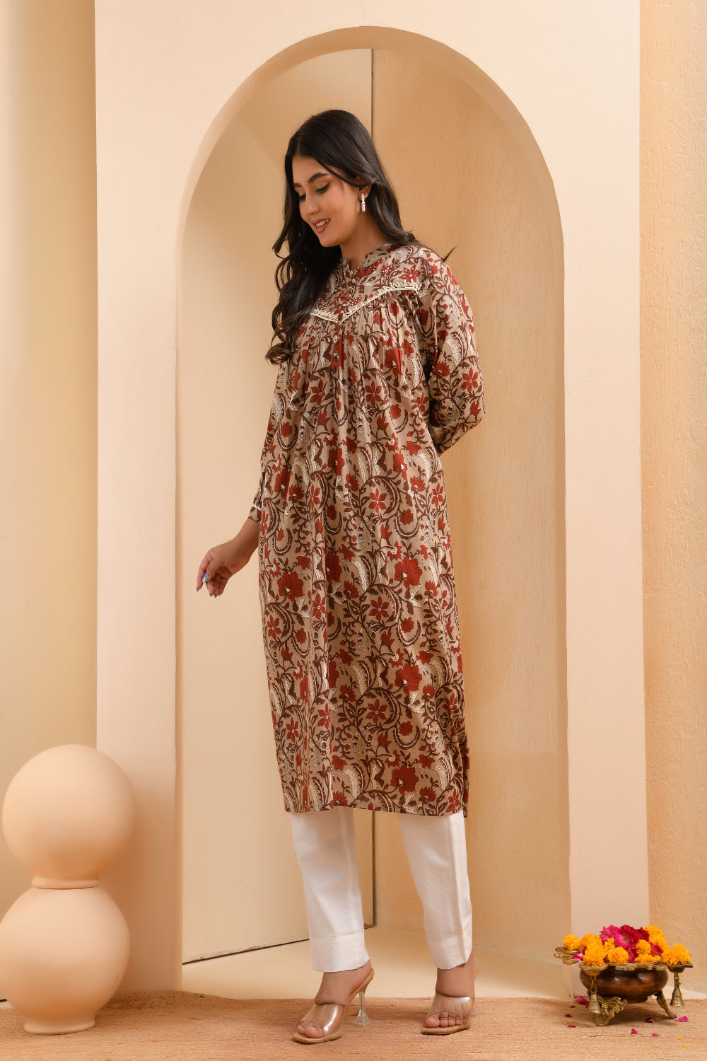 Vaasva Women Ajrakh Printed Kurta Pant Set - Distacart