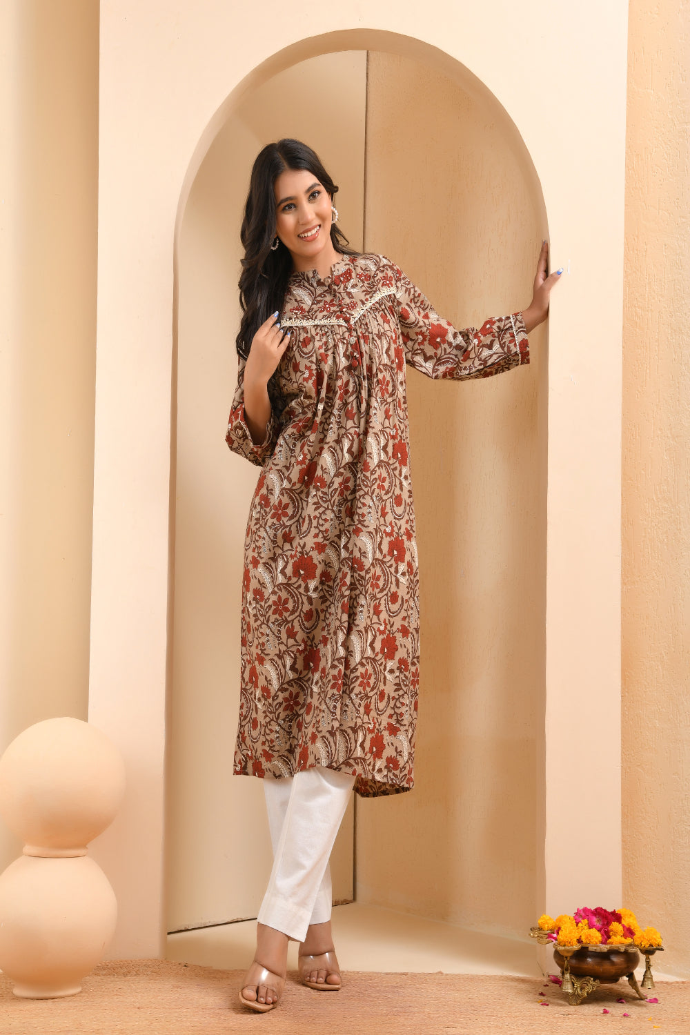 Vaasva Women Ajrakh Printed Kurta Pant Set - Distacart