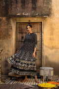 Juniper Women Black Georgette Printed Flared Dress - Distacart