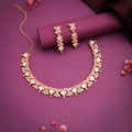 Tehzeeb Creations Rose Gold-Polished White Choker Necklace With Dangle Earrings