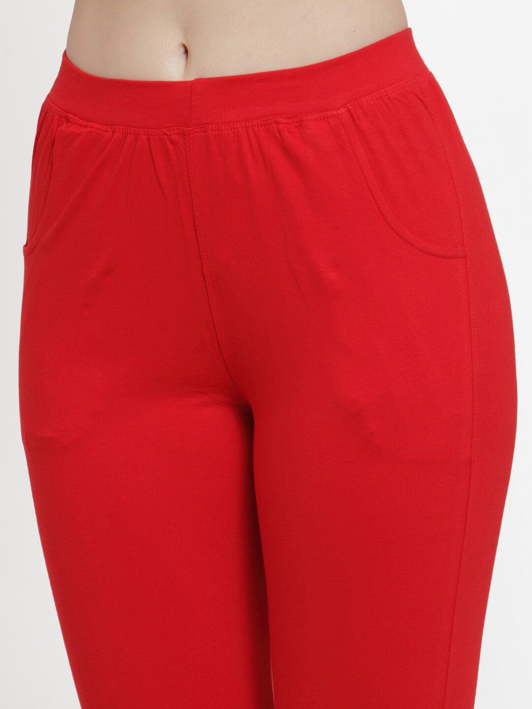 TAG 7 Women Pack Of 2 Red & Pink Solid Straight-Fit Ankle-Length Leggings