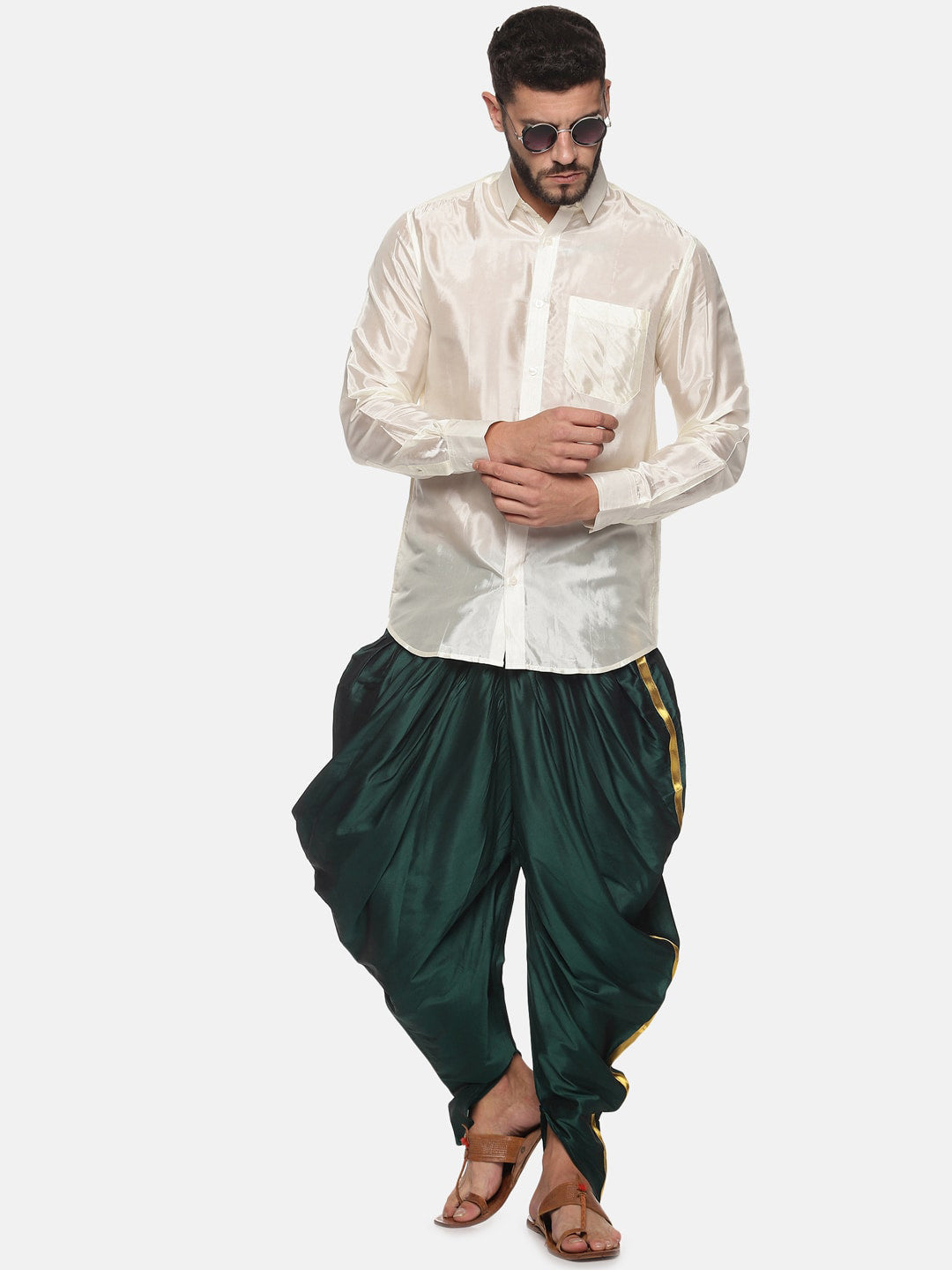 Sethukrishna Men Dark-Green Solid Dhoti Pants - Distacart
