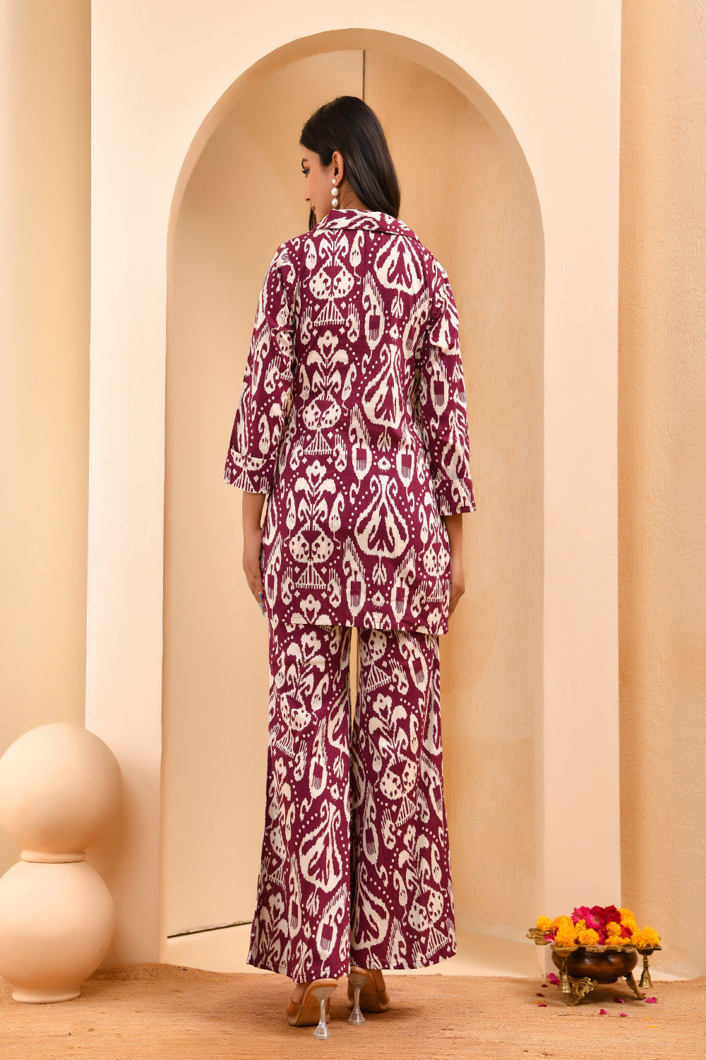 Vaasva Women Ikat Cord Set With Bell Bottom Pants - Distacart