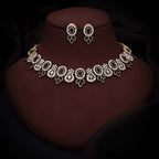 Tehzeeb Creations Gold-Polished Black Colour Choker With Dangle Earrings