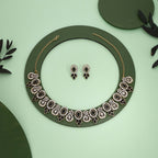 Tehzeeb Creations Gold-Polished Black Colour Choker With Dangle Earrings