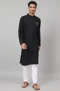 Coal Motif Embroidered Cotton Kurta by Hilo Design
