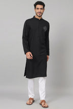 Coal Motif Embroidered Cotton Kurta by Hilo Design