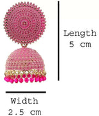 Mominos Fashion Joharkamal Gold-Plated Meenakari Jhumkas For Women & Girls (Magenta) - Distacart