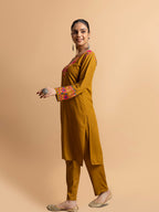 HOUSE OF KARI Floral Yoke Design Chikankari Kurta With Palazzo