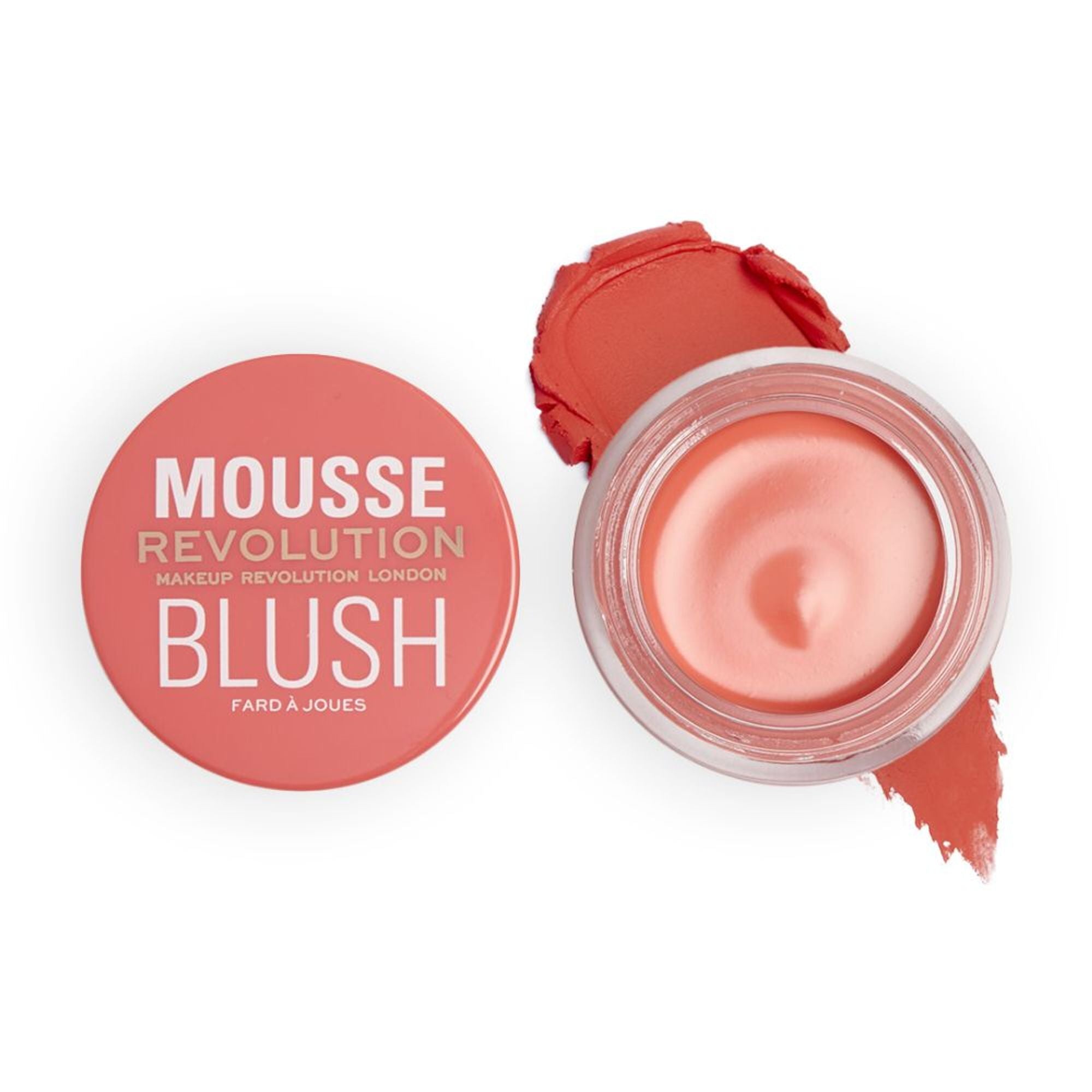 Makeup Revolution Mousse Blush - For Cheeks & Eyes Non Sticky-Soft Focus Effect - Grape Fruit Coral