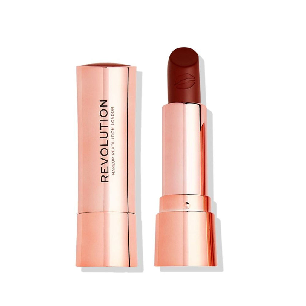 Makeup Revolution Satin Kiss Lipstick - Fling Deep Nude - Distacart