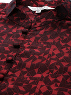 Sojanya Plus Men Plus Size Red & Black Woven Design Straight Kurta