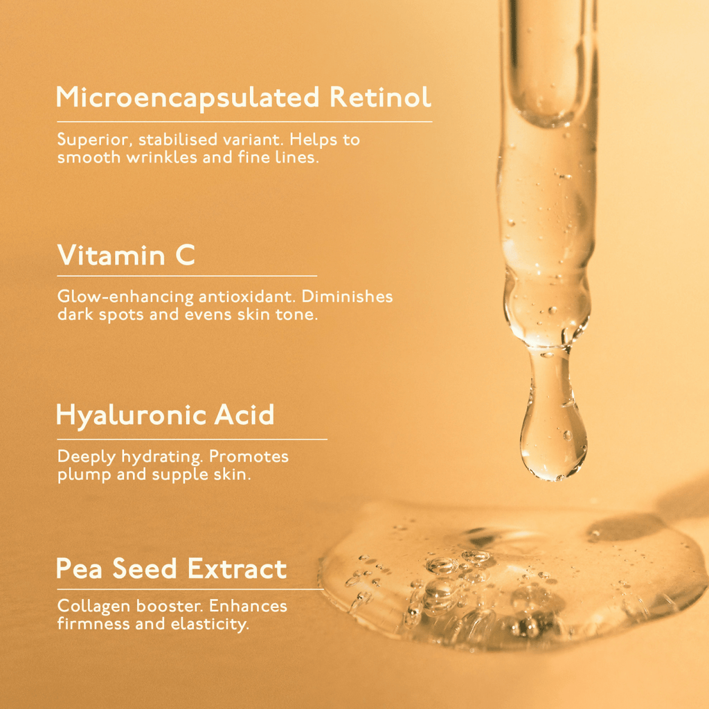 Asaya 0.2% Retinol Peptide Night Serum, Beginner Friendly Anti Aging Face Serum With Vit C
