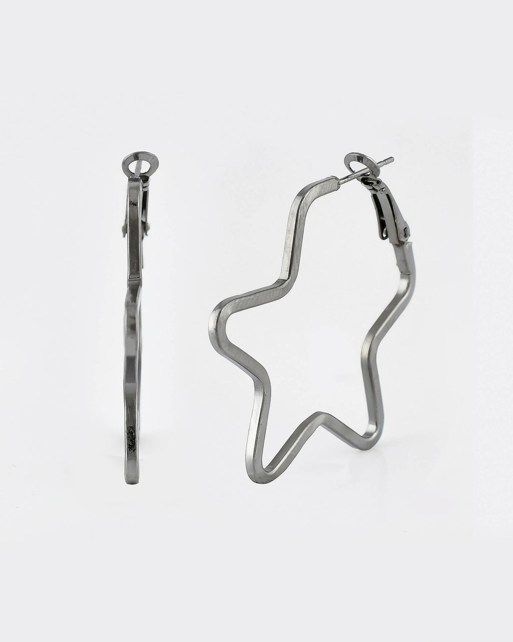 VOJ Women Rhodium Tonned Star Shape Stainless Steel Hoop Earrings - Distacart
