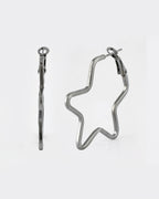 VOJ Women Rhodium Tonned Star Shape Stainless Steel Hoop Earrings - Distacart