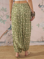 InWeave Apple Green Ikkat Print Harem Pant
