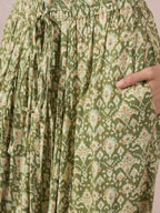 InWeave Apple Green Ikkat Print Harem Pant