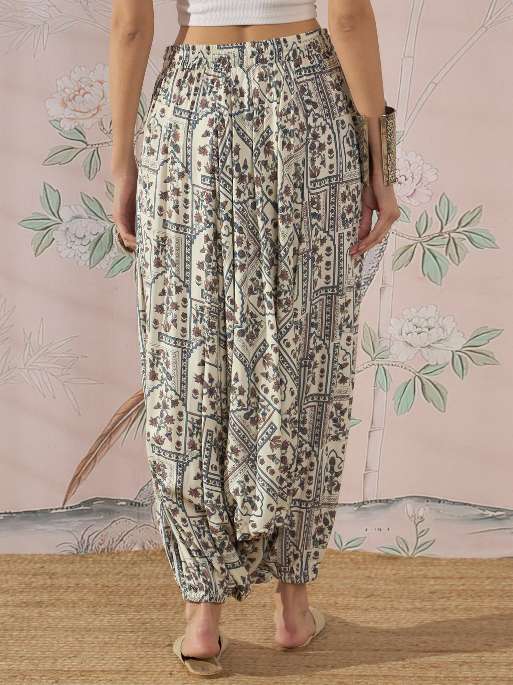 InWeave Cadet Blue Ethnic Window Harem Pant