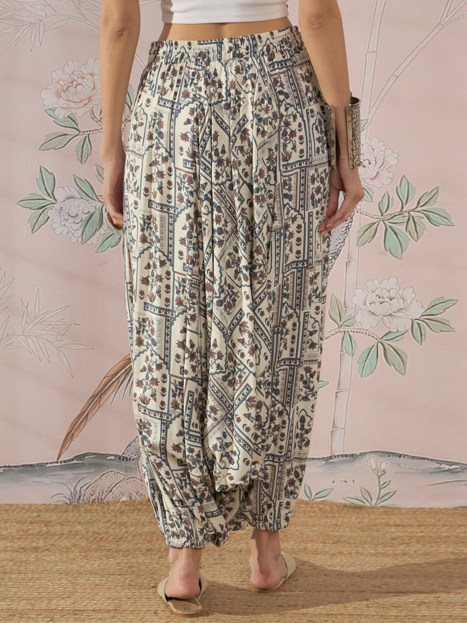 InWeave Cadet Blue Ethnic Window Harem Pant