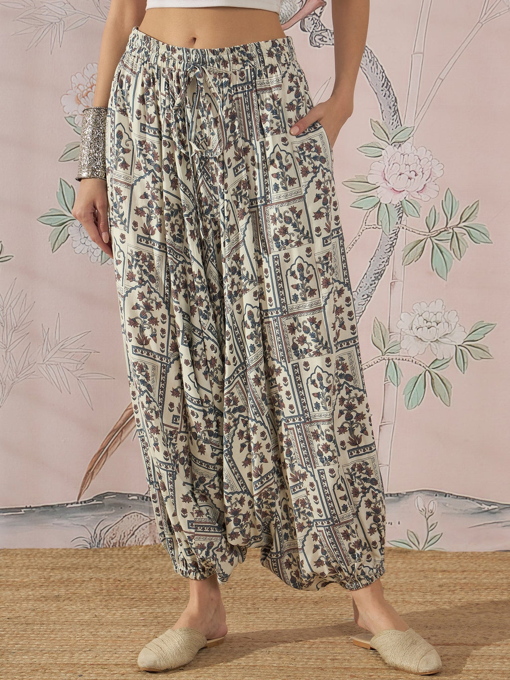 InWeave Cadet Blue Ethnic Window Harem Pant